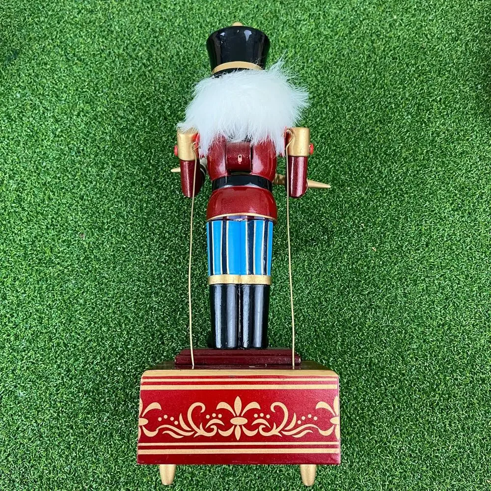 Vintage Wooden Nutcracker Drummer Music Box